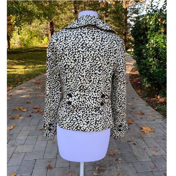J Crew Leopard Black Chic Short Trench Coat Preppy Size Small Career Modest - Picture 3 of 11